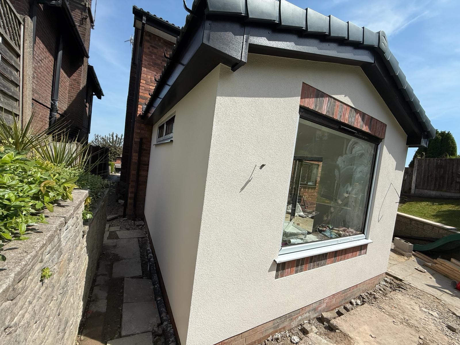 Interior stripped back to brick, dot-and-dabbed and prepped ready for skim coat